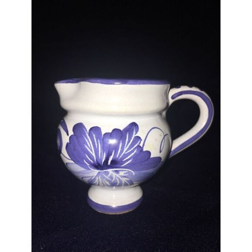 Ceramic Pedestal Creamer / Mini Pitcher Macrol Losone Switzerland Hand Painted
